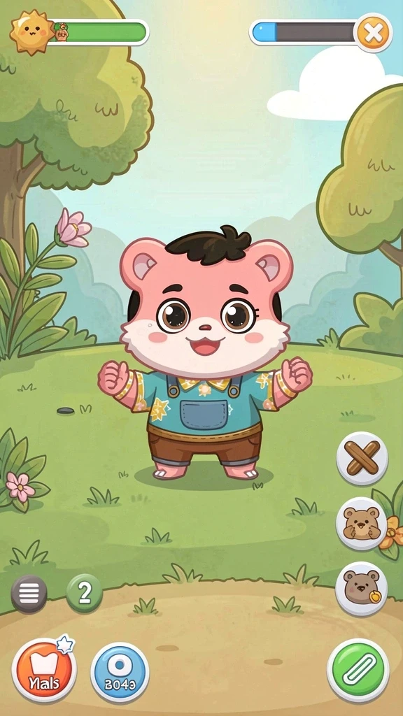 pandawin - Karakter panda lucu siap untuk berpetualang.